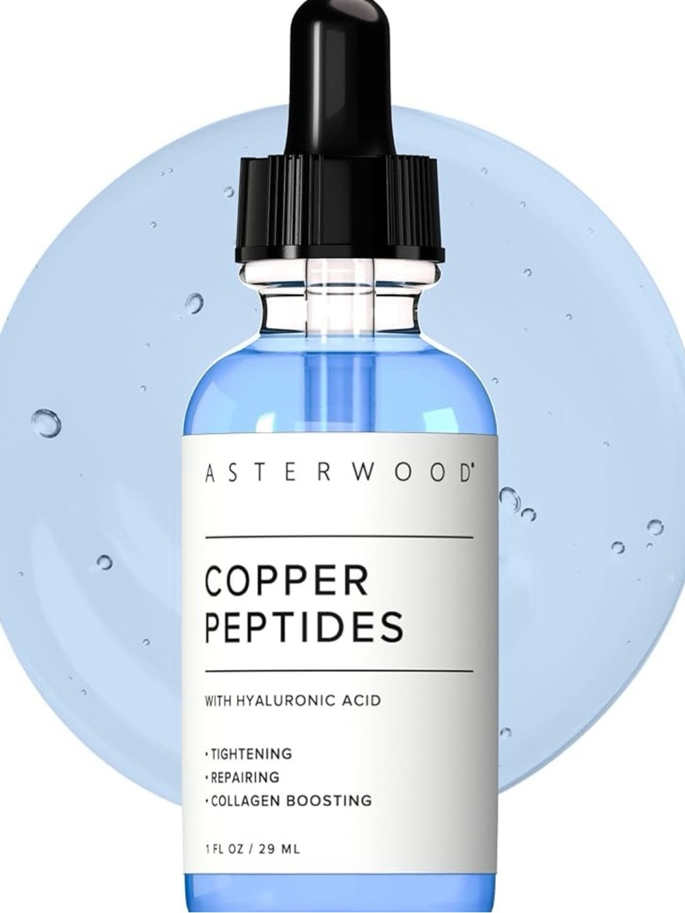 Asterwood Copper Peptides Serum 1 oz w/ Hyaluronic Acid New Open Box